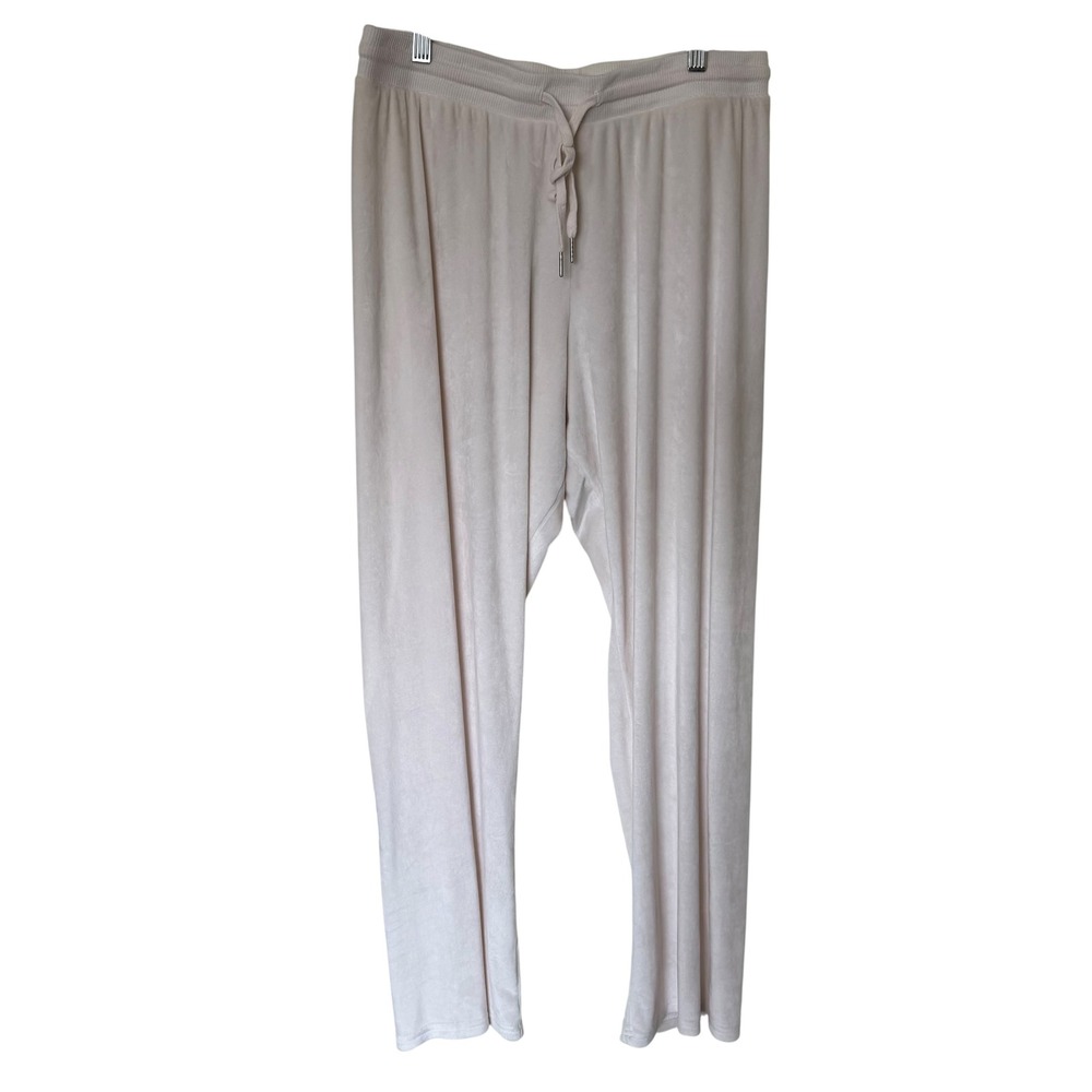 Juicy Couture Velour Lounge Pants Womens L Cream Excellent Rhinestone Y2K Bling